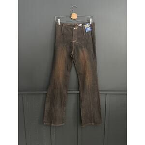 Vintage Y2K Deadstock Watch LA Brown Flare Low rise Striped Denim Jeans Sz 13 14